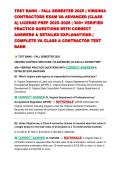 TEST BANK &ndash; FALL SEMESTER 2025 &vert; VIRGINIA CONTRACTORS EXAM VA ADVANCED &lpar;CLASS A&rpar; LICENSE PREP 2025&ndash;2026 &vert; 400&plus; VERIFIED PRACTICE QUESTIONS WITH CORRECT ANSWERS & DETAILED EXPLANATIONS &vert; COMPLETE VA CLASS A CONTRACTOR TEST BANK