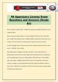 PA Appraisers License Exam Questions and Answers &lpar;Grade A&plus;&rpar;