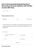 Intro To Environmental Engineering Exam 1 Review&sol;Exam Revision Questions with Verified Answers 100&percnt; Pass