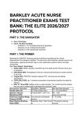 BARKLEY Acute Care Nurse Practitioner &lpar;AGACNP&rpar; Exam Prep Test Bank 2026&sol;2027 &vert; The Elite Protocol Q&A