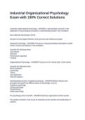 Industrial Organizational Psychology Exam with 100&percnt; Correct Solutions