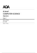 AQA A-level COMPUTER SCIENCE Paper 1 JUNE 2025 MARK SCHEME