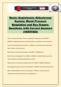 Renin&ndash;Angiotensin&ndash;Aldosterone System&colon; Blood Pressure Regulation and Key Organs- Questions with Correct Answers &lpar;VERIFIED&rpar;