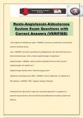 Renin-Angiotensin-Aldosterone System Exam Questions with Correct Answers &lpar;VERIFIED&rpar;