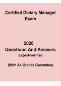 Certified Dietary Manager Exam Questions and Answers &vert; Study Guide PDF