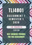 TLI4801 Assignment 1 Semester 1 2026 Memo &vert;Due Date 16 March 2026