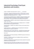 Industrial Psychology Final Exam Questions and Answers