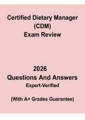 Certified Dietary Manager &lpar;CDM&rpar; Exam Review &vert; Study Guide PDF