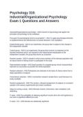 Psychology 310 Industrial Organizational Psychology Exam 1 Questions and Answers