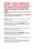 TEST BANK &ndash; FLORIDA 2-20 GENERAL LINES &lpar;PROPERTY & CASUALTY&rpar; AGENT LICENSE EXAM 2026 &vert; VERIFIED PRACTICE QUESTIONS WITH ANSWERS & DETAILED RATIONALES &vert; COMPLETE INSURANCE LICENSING STUDY GUIDE