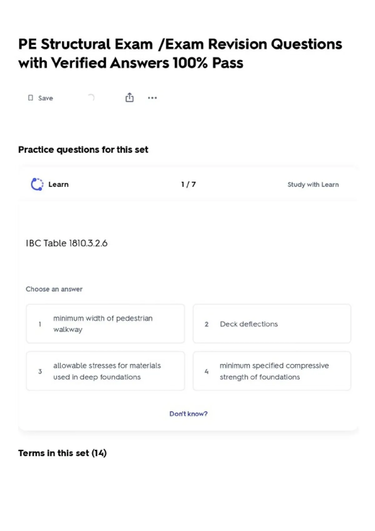 PE Structural Exam /Exam Revision Questions with Verified Answers 100% ...