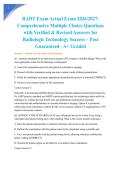 RADT Exam Actual Exam 2026&sol;2027&colon; Comprehensive Multiple Choice Questions with Verified & Revised Answers for Radiologic Technology Success &ndash; Pass Guaranteed - A&plus; Graded