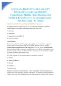 LOUISIANA PROPERTY AND CASUALTY INSURANCE Actual Exam 2026&sol;2027&colon; Comprehensive Multiple Choice Questions with Verified & Revised Answers for Licensing Success &ndash; Pass Guaranteed - A&plus; Graded
