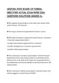 ARIZONA STATE BOARD OF FUNERAL DIRECTORS ACTUAL EXAM PAPER 2026 QUESTIONS SOLUTIONS GRADED A&plus;