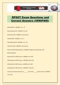RPSGT Exam Questions and Correct Answers &lpar;VERIFIED&rpar;