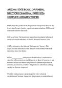 ARIZONA STATE BOARD OF FUNERAL DIRECTORS EXAM FINAL PAPER 2026 COMPLETE ANSWERS VERIFIED