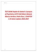 TEST BANK Kaplan & Sadock&rsquo;s Synopsis  of Psychiatry &lpar;12TH Ed&rpar; Robert Boland&semi;  Marica Verdiun&semi; Pedro Ruiz &vert; CHAPTER  1-35 latest Update 2026-2027