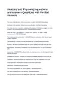 Anatomy and Physiology Questions with Verified Answers