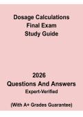 Dosage Calculations Final Exam 2026 &vert; Nursing Study Guide PDF
