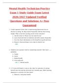 Mental Health Technician Practice  Exam 1 Study Guide Exam Latest  2026&sol;2027 Updated Verified  Questions and Solutions A&plus; Pass  Guaranteed