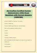ServiceNow Certified System Administrator &lpar;CSA&rpar; Exam Questions with Correct Answers &lpar;VERIFIED&rpar;