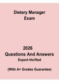 Dietary Manager Exam Questions and Answers &vert; Study Guide PDF