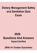 Dietary Management Safety and Sanitation Quiz &vert; Study Guide PDF