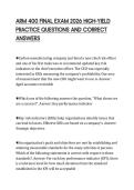 ARM 400 FINAL EXAM 2026 HIGH-YIELD PRACTICE QUESTIONS AND CORRECT ANSWERS