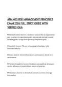 ARM 400 RISK MANAGEMENT PRINCIPLES EXAM 2026 FULL STUDY GUIDE WITH VERIFIED Q&A