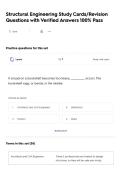 Structural Engineering Study Cards&sol;Revision Questions with Verified Answers 100&percnt; Pass