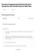 Structural Engineering Test&sol;Exam Revision Questions with Verified Answers 100&percnt; Pass