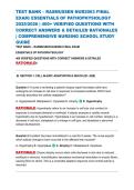 TEST BANK &ndash; RASMUSSEN NUR2063 FINAL EXAM&colon; ESSENTIALS OF PATHOPHYSIOLOGY 2025&sol;2026 &vert; 400&plus; VERIFIED QUESTIONS WITH CORRECT ANSWERS & DETAILED RATIONALES &vert; COMPREHENSIVE NURSING SCHOOL STUDY GUIDE