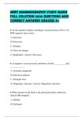 ARRT MAMMOGRAPHY STUDY GUIDE FULL SOLUTION 2026 QUESTIONS AND CORRECT ANSWERS GRADED A&plus;