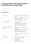 Surveying Midterm Exam &num;1&sol;Exam Questions and Verified Answers&period; Latest Update