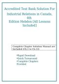 TEST BANK &ndash; Industrial Relations in Canada 4th Edition &lpar;Hebdon&rpar; &vert; All Lessons Included