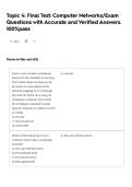 Topic 4&colon; Final Test&colon; Computer Networks&sol;Exam Questions with Accurate and Verified Answers&period; 100&percnt;pass