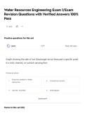 Water Resources Engineering Exam 1&sol;Exam Revision Questions with Verified Answers 100&percnt; Pass