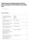 Water Resources Engineering Exam 1&sol;Exam Revision Questions with Verified Answers 100&percnt; Pass