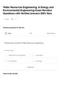 Water Resources Engineering&comma; & Energy and Environmental Engineering-Exam Revision Questions with Verified Answers 100&percnt; Pass