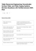 Water Resources Engineering&colon; Groundwater&comma; Surface Water&comma; and Water Supply Systems Revision Questions with Verified Answers 100&percnt; Pass