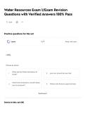 Water Resources Exam 1&sol;Exam Revision Questions with Verified Answers 100&percnt; Pass