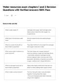 Water resources exam chapters 1 and 2 Revision Questions with Verified Answers 100&percnt; Pass