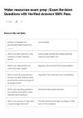 Water resources exam prep &sol;Exam Revision Questions with Verified Answers 100&percnt; Pass