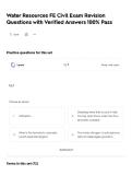 Water Resources FE Civil Exam Revision Questions with Verified Answers 100&percnt; Pass
