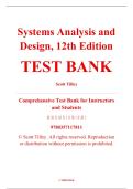 Test Bank &ndash; Systems Analysis and Design&comma; 12th Edition &ndash; Scott Tilley &lpar;Shelly Cashman Series&rpar; &ndash; ISBN 9780357117811 &lpar;Complete Chapters 1&ndash;12&rpar;