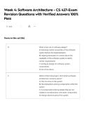 Week 4&colon; Software Architecture - CS 427-Exam Revision Questions with Verified Answers 100&percnt; Pass