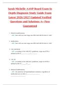 Sarah Michelle AANP Board Exam In  Depth Diagnosis Study Guide Exam  Latest 2026&sol;2027 Updated Verified  Questions and Solutions A&plus; Pass  Guaranteed 