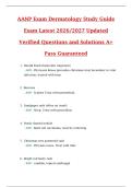 AANP Exam Dermatology Study Guide  Exam Latest 2026&sol;2027 Updated  Verified Questions and Solutions A&plus;  Pass Guaranteed