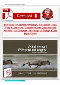 Test Bank for Animal Physiology&comma; 4th Edition &ndash; Hill&comma; Wyse & Anderson &vert; Complete Exam Questions and Answers &vert; All Chapters &vert; Physiology & Biology Exam Study Guide