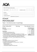 AQA A-level PSYCHOLOGY Paper 1 JUNE 2025 QUESTION PAPER AND MARK SCHEME